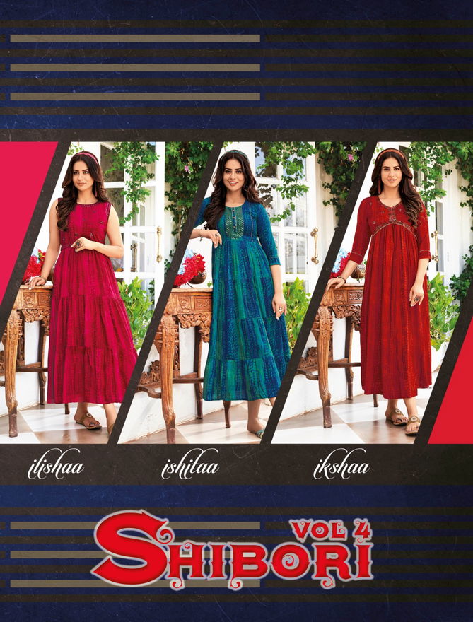 Shibori Vol 4 Long Printed Designer Kurtis Catalog